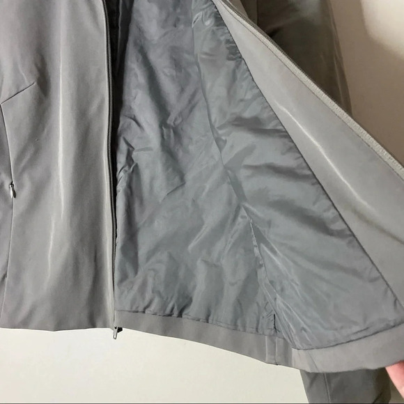 Vintage Stretch Blazer Jacket Gray Zip Up Size 8 Professional Preppy Office - Picture 3 of 8